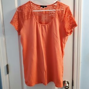Rue21 Orange Shirt w/ Flower Lace